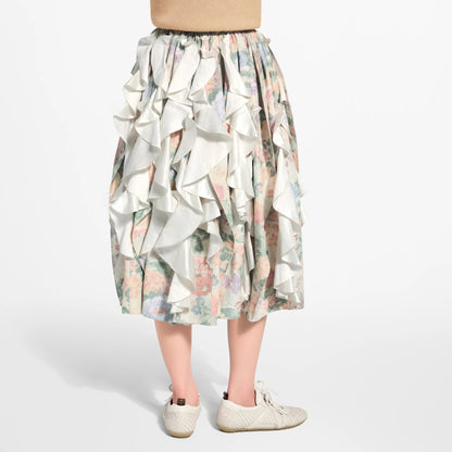 Women's Ruffle Insert Floral Canvas Skirt