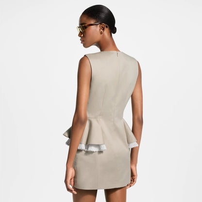 Women's Ruffle Peplum Cotton Gabardine Dress