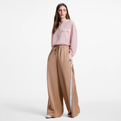 Women's Stripe Accent Wide-Leg Jogging Pants