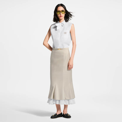 Women's Sleeveless Bowtie Cotton Poplin Shirt