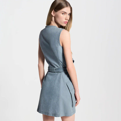 Women's Utility Pocket Washed Denim Dress