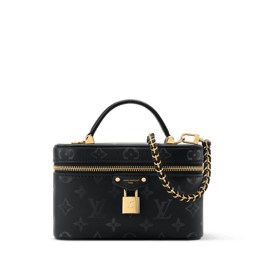 Women's Vanity Chain Monogram Ink Calfskin Pouch