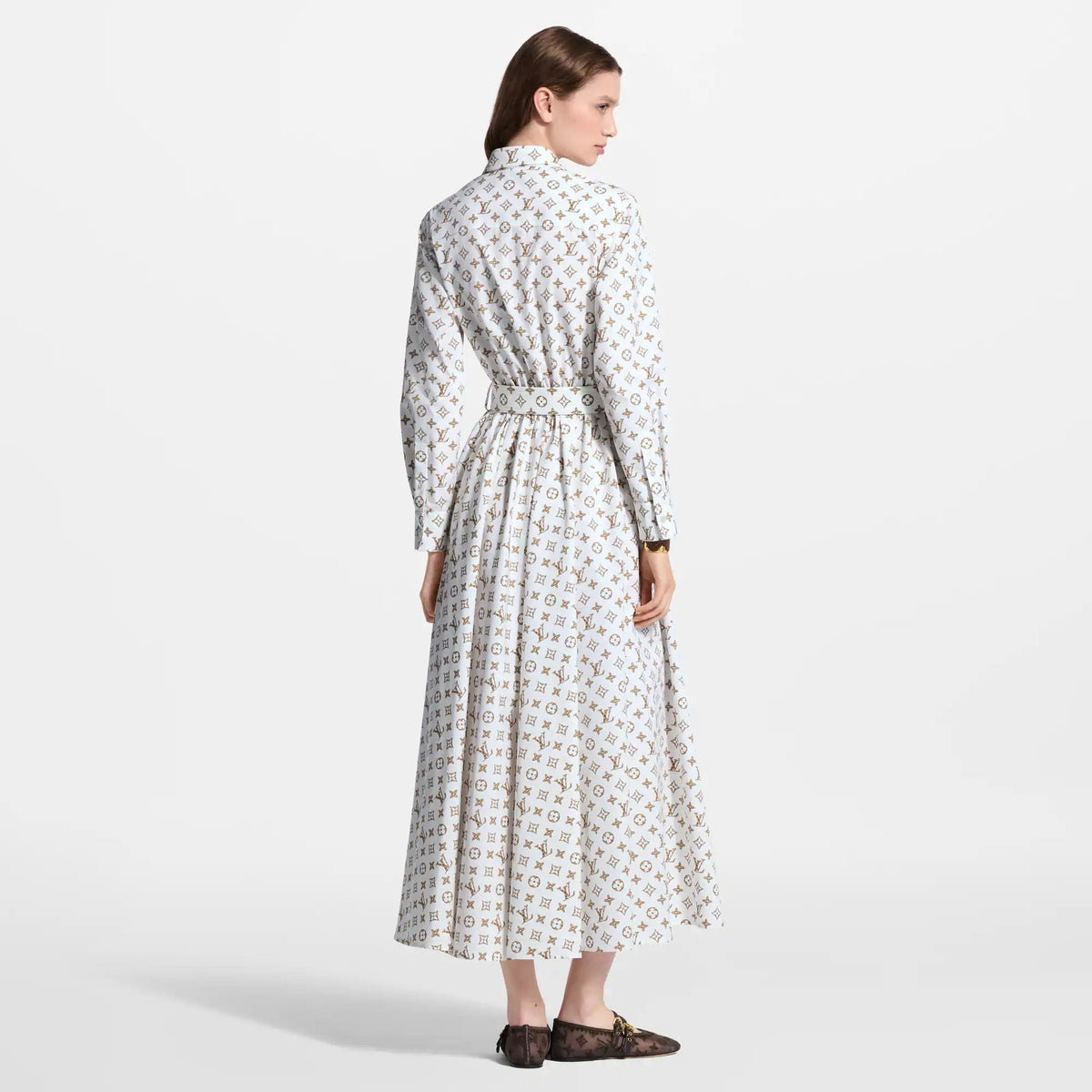Women's Woven Monogram Print Shirt Dress