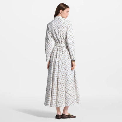 Women's Woven Monogram Print Shirt Dress