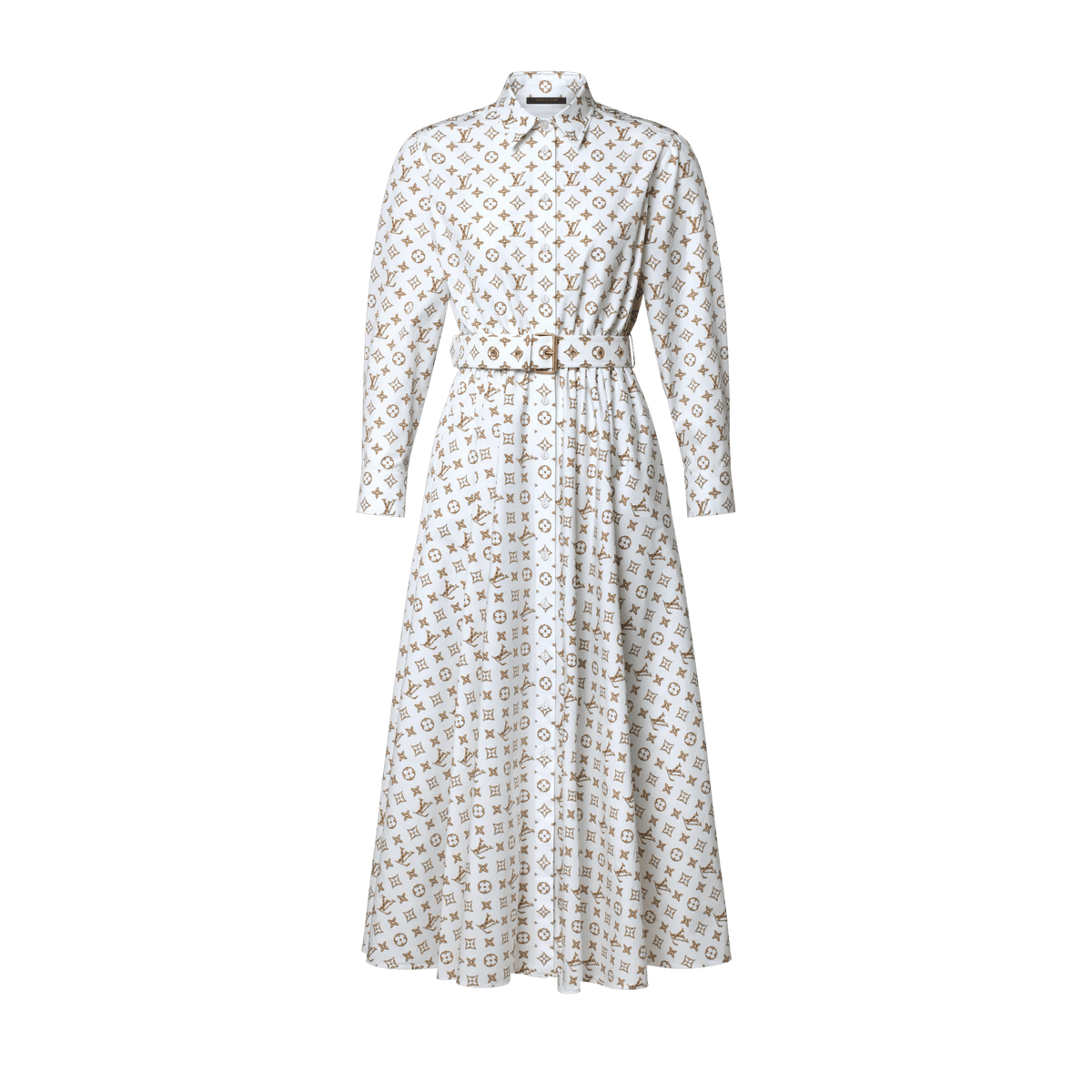 Women's Woven Monogram Print Shirt Dress