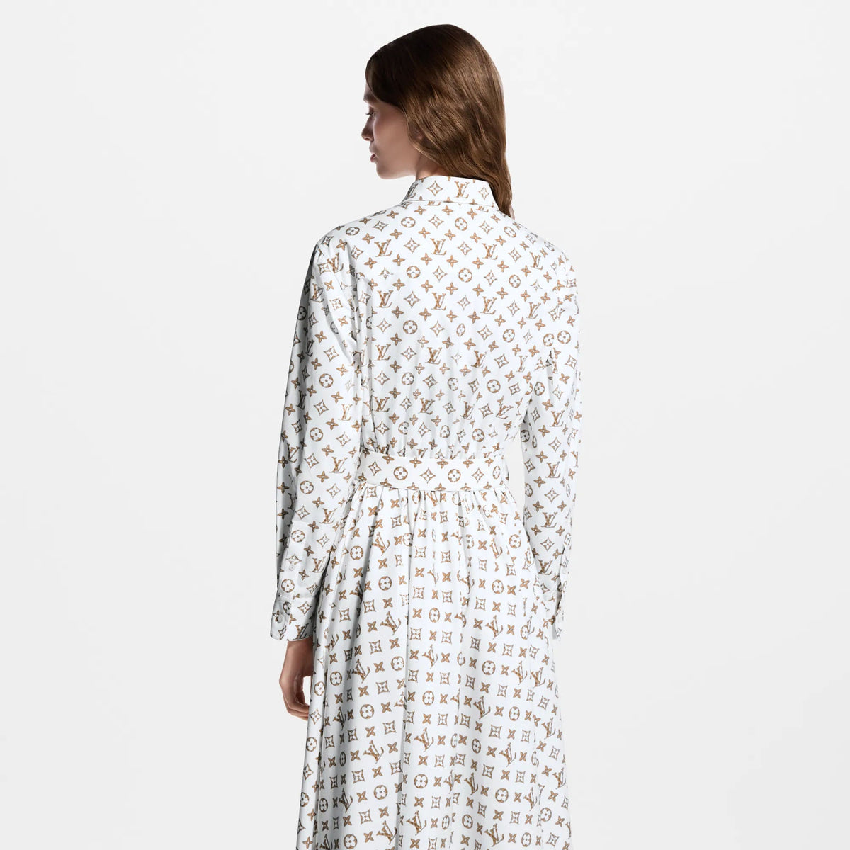 Women's Woven Monogram Print Shirt Dress