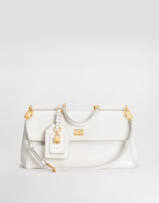 Medium My Sicily Handbag Plongé Calfskin Leather White Gold-Toned Hardware