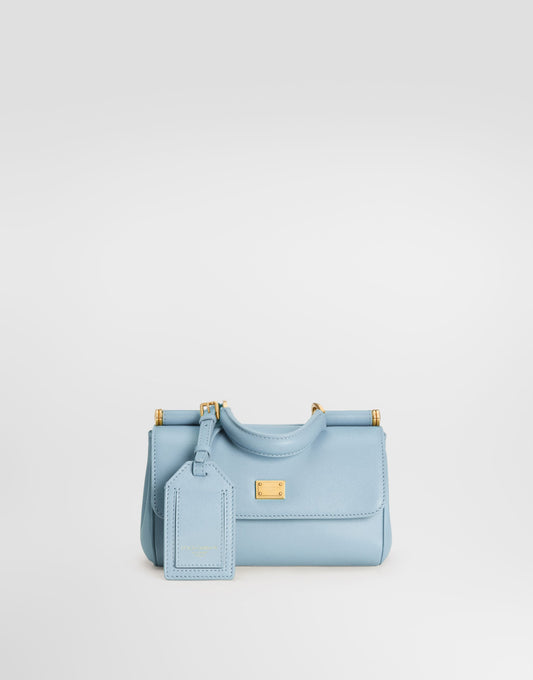 My Sicily Handbag Plongé Calfskin Leather Blue Brass-Toned Hardware