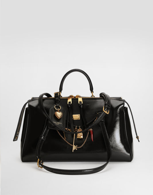Medium Vittoria Handbag Calfskin Leather Multicolor Vintage Brass Hardware