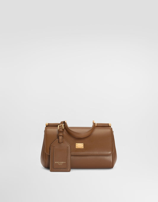 Mini My Sicily Handbag Plongé Calfskin Brown Vintage Brass Hardware