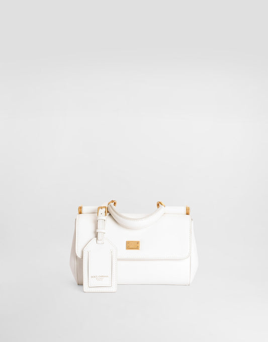 Mini My Sicily Handbag Plongé Calfskin Leather White Gold-Toned Hardware