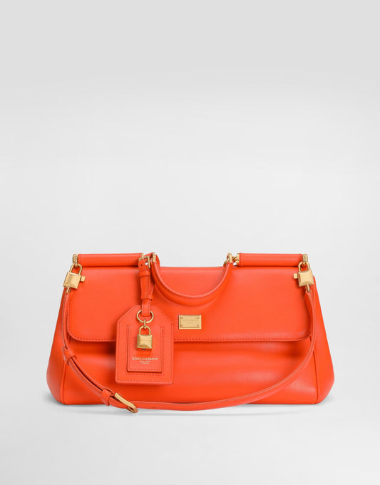 Medium My Sicily Handbag Plongé Calfskin Leather Orange Gold-Toned Hardware