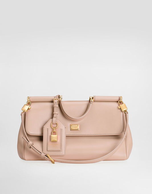 Medium My Sicily Handbag Plongé Calfskin Beige Vintage Brass Hardware