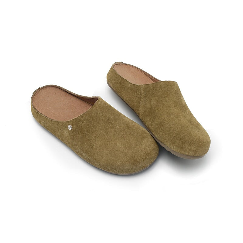 Minimalist Handmade Cow Suede Leather Clog Slippers in 8 Colors