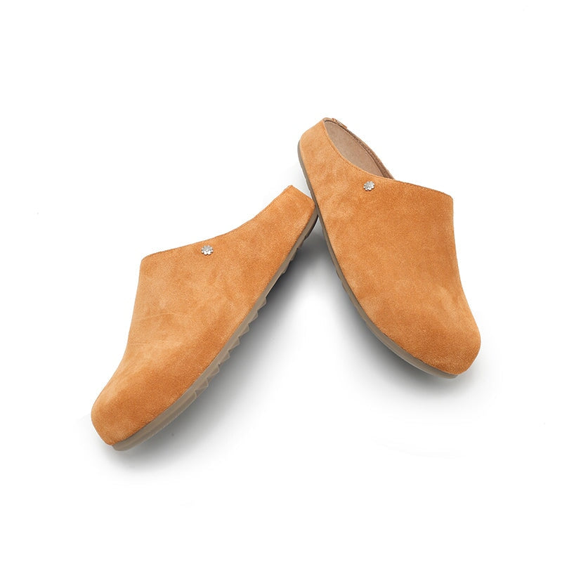 Minimalist Handmade Cow Suede Leather Clog Slippers in 8 Colors