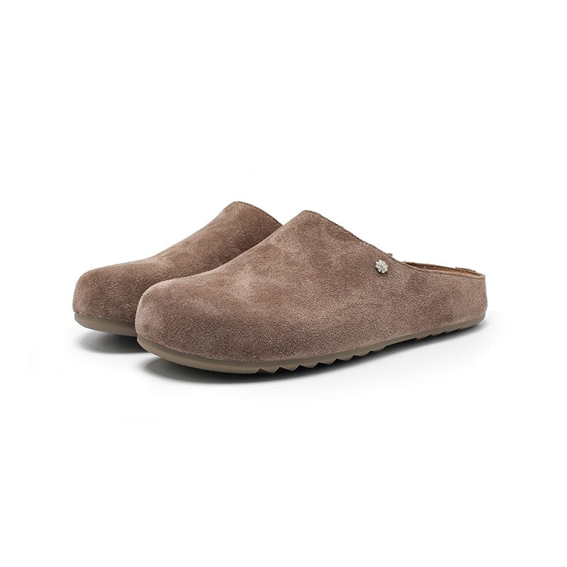Minimalist Handmade Cow Suede Leather Clog Slippers in 8 Colors