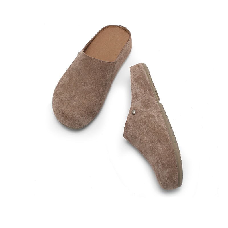 Minimalist Handmade Cow Suede Leather Clog Slippers in 8 Colors