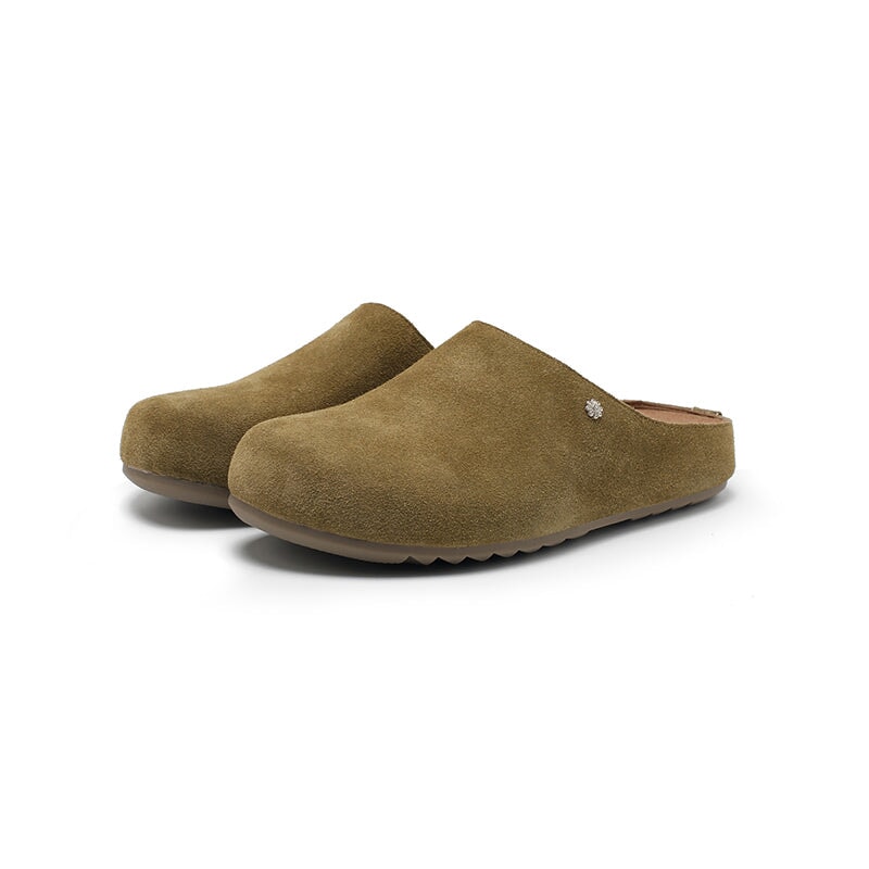 Minimalist Handmade Cow Suede Leather Clog Slippers in 8 Colors