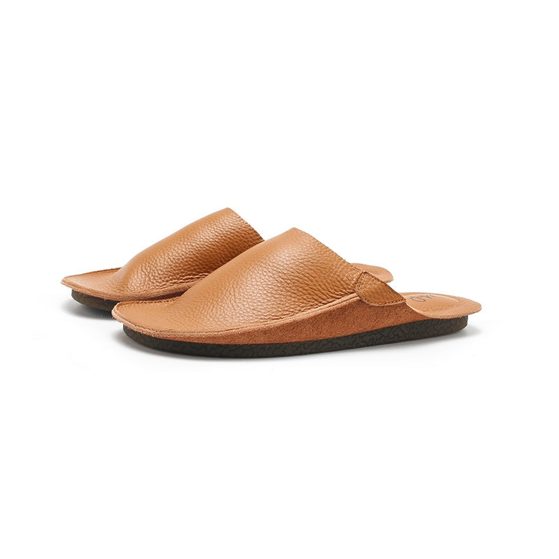 Premium Soft Leather Slip-On Mules 10 Color Comfortable Casual Flat Summer Slippers