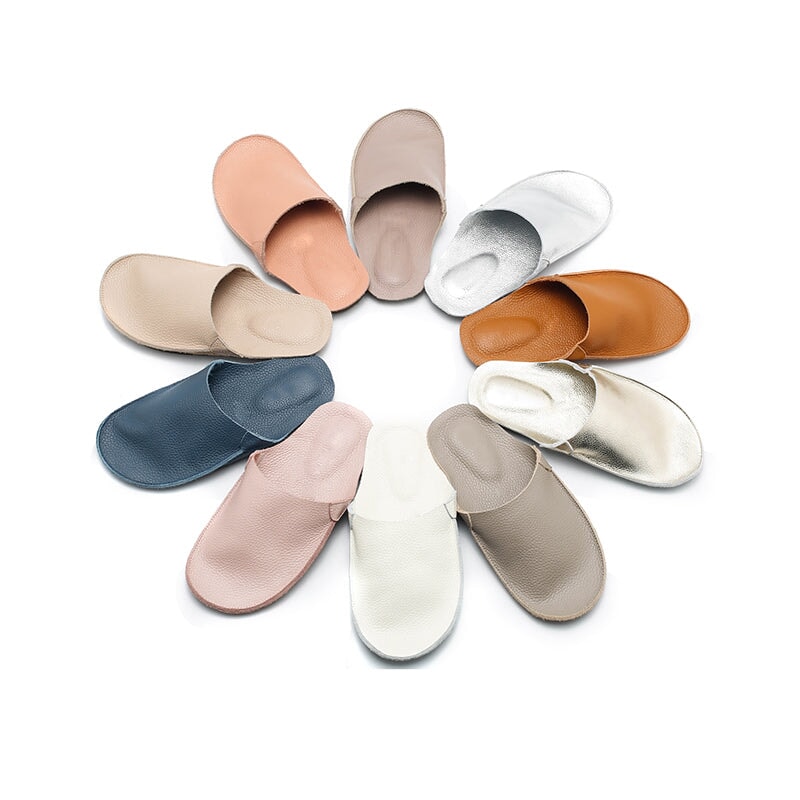 Premium Soft Leather Slip-On Mules 10 Color Comfortable Casual Flat Summer Slippers
