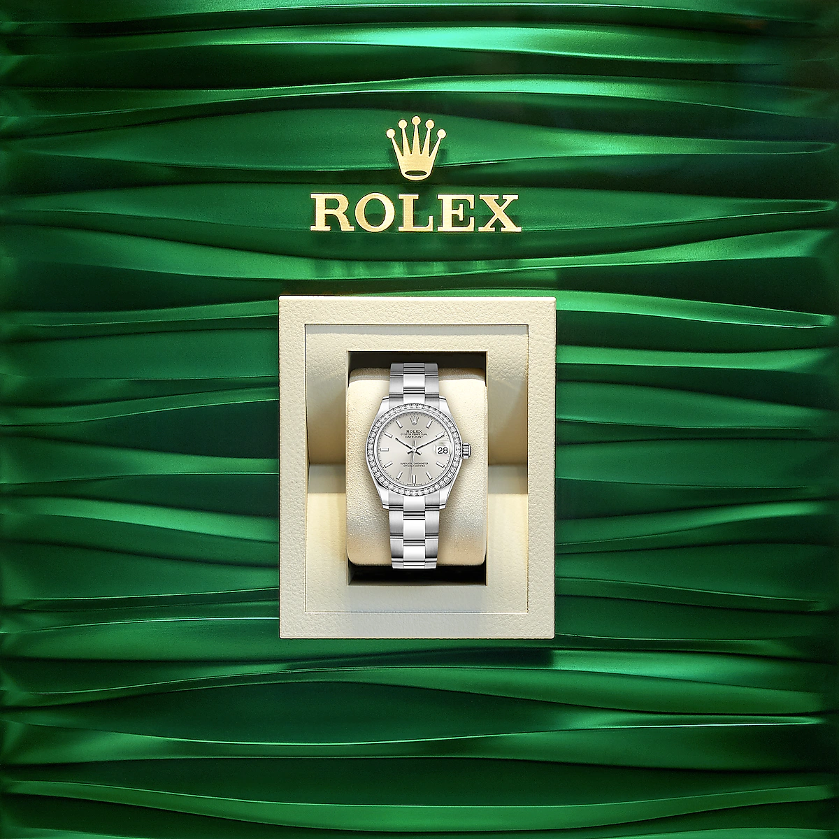 Datejust 31, Oystersteel, 18kt White Gold and diamonds, Ref# 278384RBR-0015