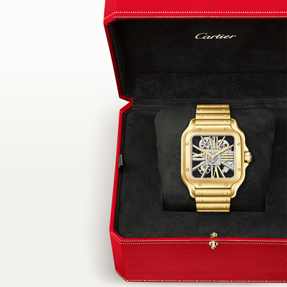 Santos de Cartier Large 18ct Yellow Gold Men’s Skeleton Dial Watch