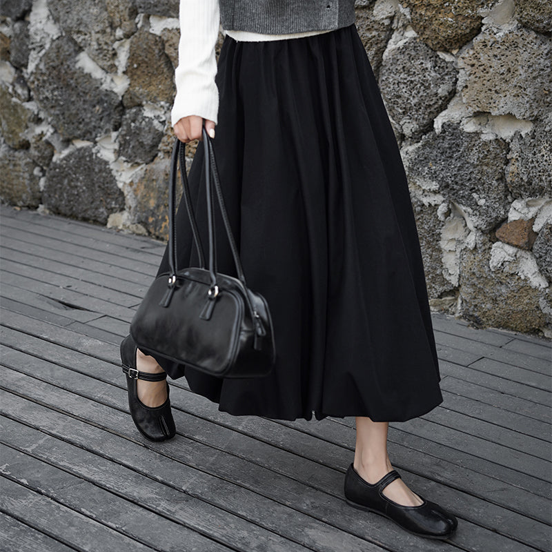 Tabi Split Toe Handmade Washed Horse Leather Mary Jane Ballet Flats in Black/Red/Brown/Apricot